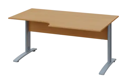 CRK 28 - 184 stůl kancelářský, rohový, pravý, kovová podnož stříbrná, deska 25 mm, široký 1800 mm, b